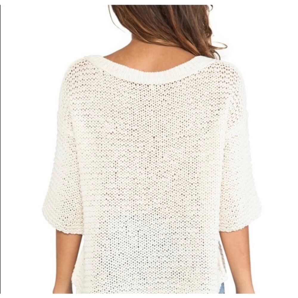 Free People Park Slope Sweater V-Neck 3/4 Sleeve Open-Knit XS - Picture 2 of 8